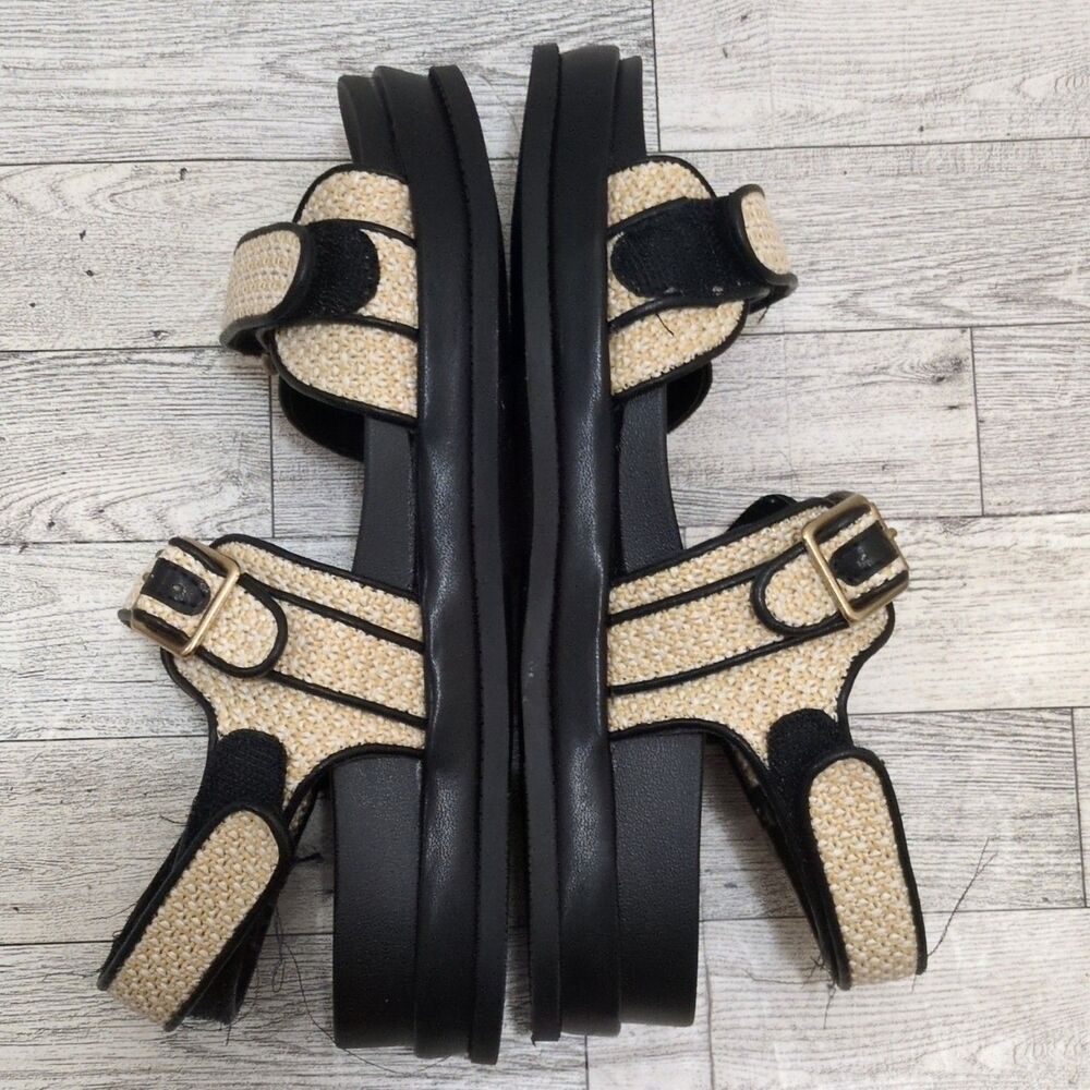 BCBGeneration Women's Strappy Sandals Ankle Strap Buckle Black/Beige US 8 - Picture 5 of 7